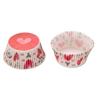 Papier-Backförmchen Sweet Love ø 5/7 cm / H 3 cm Bunt Maxi 50 Stück