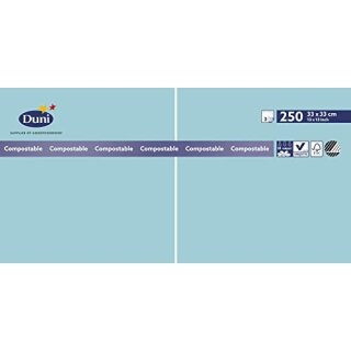 Zelltuchservietten Duni, 24x24, mint blue, 250 St., 3 lagig, 1/4 Falz