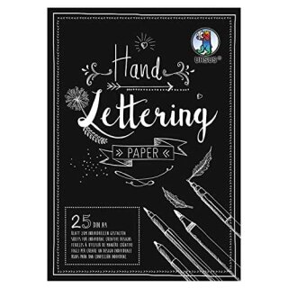 HANDLETTERING PAPER 210G.DIN A4 25BL.SCHWARZ