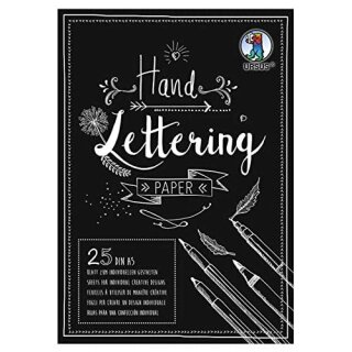 HANDLETTERING PAPER 210G.DIN A5 25BL.SCHWARZ