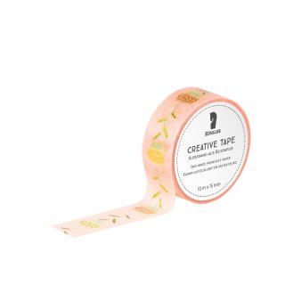 Creative Tape HF/gold Phantasieblume auf Rosé  10m x 15 mm