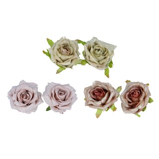 2er Set Dekoklammer Rose Ø8cm Polyester 3-farbig s