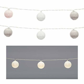 LED Lichterkette "Cottonball", 10LED, 300cm, 4cm d, 3/s