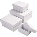 Rechteckige Boxen, Weiß, H: 3,5+4,5+5,5+6,5 cm,...