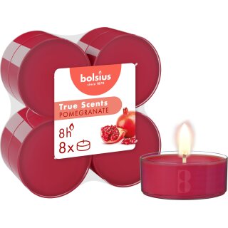 Maxi-Lichte transparent 8 Stunden 8er Pack True Scents, Granatapfel