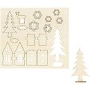 Zusammensteckbare Holzfiguren, Haus, Baum, Hirsch, L:...