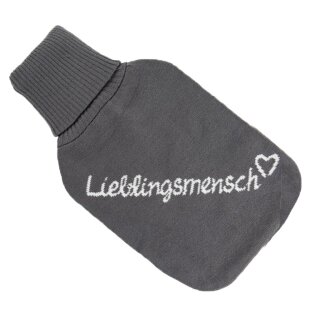 Wärmflasche Lieblingsmensch, 2 L, mit  Polyesterbezug, Grau (B/H/T) 18x34x3cm