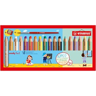 STABILO woody3in1 18er Etui inkl.Pastell