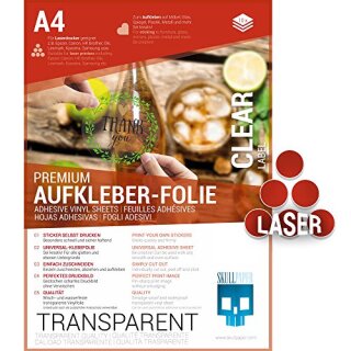 AUFKLEBER-FOLIE TRANSPARENT LASER A4 - 10 Blatt