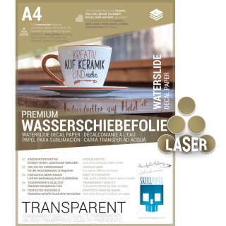 WASSERSCHIEBEFOLIE TRANSPARENT LASER A4 - 8 Blatt