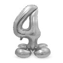 AAO Folienballon m. Sockel Zahl 4 silber, ca. 72 cm