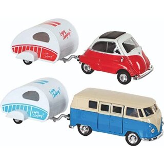 Volkswagen Microbus/BMW Isetta mit Wohnwagen, L= 18,5- 21 cm