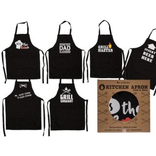 Küchenschürze, Cook & Grill, ca. 80 x 60 cm, 6-fach sortiert, in Kartonverpackung mit Fenster