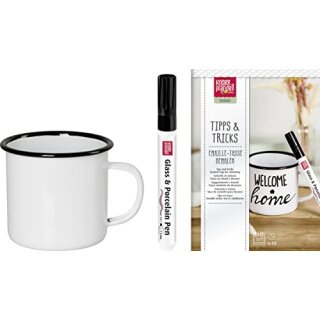 Set Emaille Tasse mit Stift