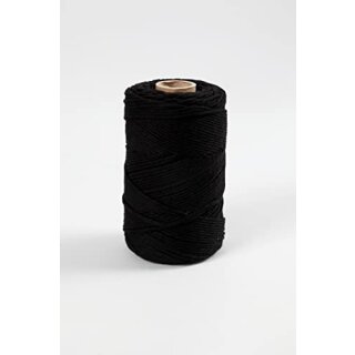 Macramé-Kordel, Schwarz, L 198 m, D 2 mm, 330 g/ 1 Rolle