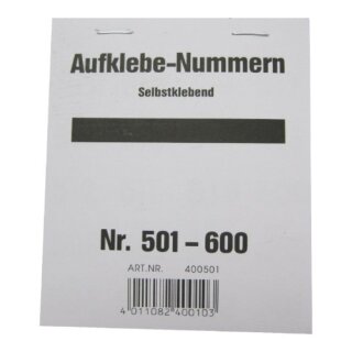 Gewinnaufklebe-Nummern Nr.501-600