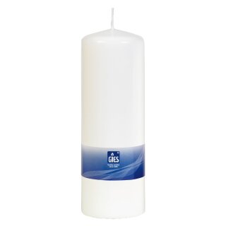 AAO Stumpenkerze, getauchte Qualität, einzeln cellophaniert 200 x 68 mm weiss