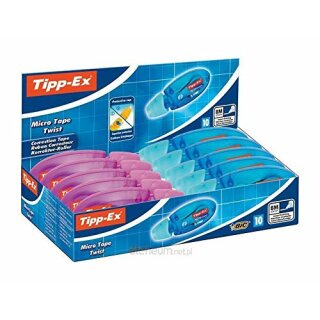 Display Korrekturroller Tipp-Ex® Microtape Twist, 4-fach sort, Box à 10 Stück