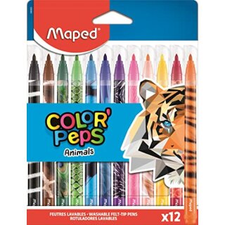 Filzstifte Color Peps Animals, 12er Schachtel