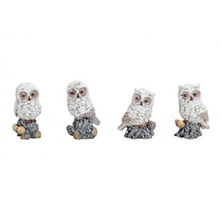 Eule in weiß aus Poly, 4-fach sortiert, 6 cm