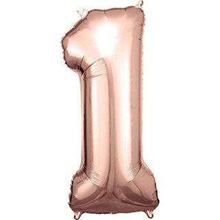 Grosse Zahl 1 Roségold Folienballon 38 cm x 86 cm Heliumpreis 7,0 €