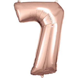 Grosse Zahl 7 Roségold Folienballon 57 cm x 86 cm Heliumpreis 7,0 €