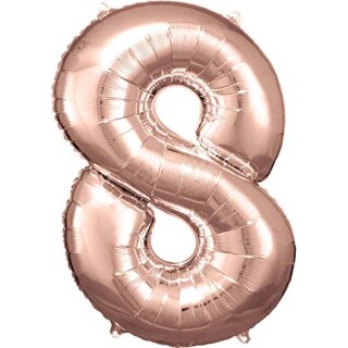 Grosse Zahl 8 Roségold Folienballon 57 cm x 86 cm Heliumpreis 7,0 €