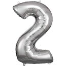 34in/86cm Nmbr 2 Silver 92x57cm (inkl. Helium 8,00 €)