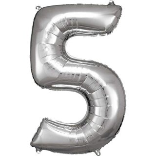 34in/86cm Nmbr 5 Silver 92x57cm (inkl. Helium 8,00 €)