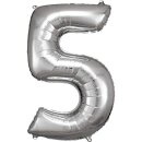 34in/86cm Nmbr 5 Silver 92x57cm (inkl. Helium 8,00 €)