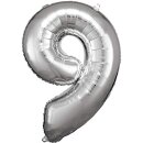 34in/86cm Nmbr 9 Silver 89x60cm (inkl. Helium 8,00 €)
