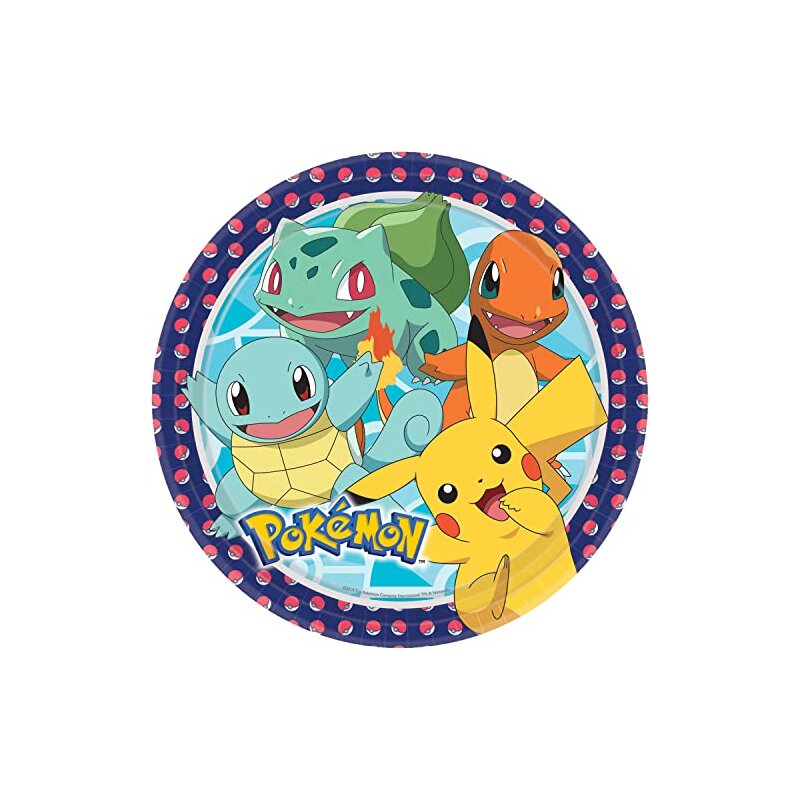 8 Teller Pokemon rund Papier 23 cm