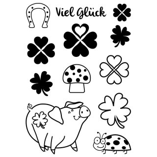 Stempel Clear,Viel Glück,A7 / 74 x 105 mm,12 - teilig