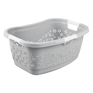 Wäschekorb ergonomisch mit Softgriffen 50 l 65 x 45 x 28 cm nordic grey