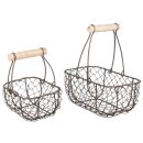 Deko-Metall-Korb mit Holzgriff, mokka, 15x10x16,5cm +...