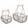 AAO Deko-Metall-Korb mit Holzgriff, mokka, 15x10x16,5cm + 20x12x22cm, Set 2Stück