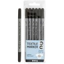 Textil-Marker, Schwarz, Strichstärke 2,3+3,6 mm, 6...