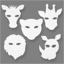 Dschungeltier-Masken, Weiß, H 22,5-25 cm, B...