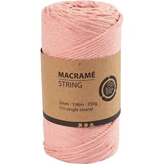 Macramé-Kordel, Rosa, L 198 m, D 2 mm, 330 g/ 1 Rolle