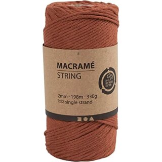 Macramé-Kordel, Orange gebrannt, L 198 m, D 2 mm, 330 g/ 1 Rolle