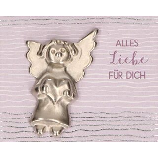 Handschmeichler "Alles Liebe für dich" 2,2 x 3,7cm aus Feinmetall / auf Backcard