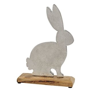 Hase Metall/Mango Holz  Silber (B/H/T) 11x17x5cm