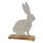 Hase Metall/Mango Holz  Silber (B/H/T) 11x17x5cm