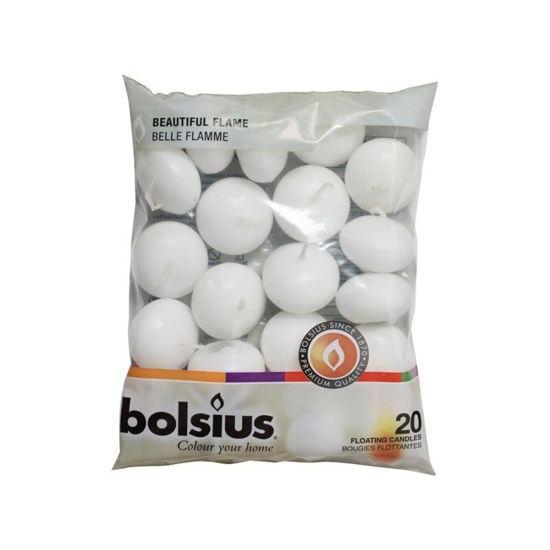 Wiedemann Schwimmkerzen Weiß - 24 Stück 4cm Durchmesser Mit 4h Brenndauer