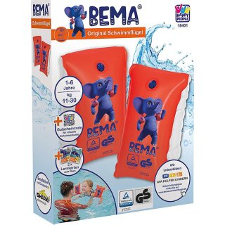 BEMA® Schwimmfluegel, orange,Gr. 0, 14,5 x 19,5 cm,Gewicht: 11-30 kg,für Kinder von 1-6 Jahren
