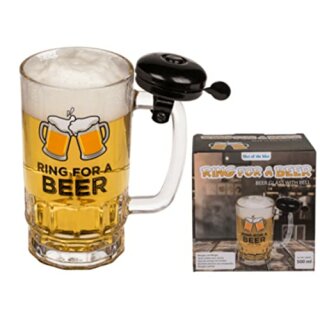 Bierglas mit Klingel, ca. 14 x 14,5 cm, aus Glas, for ca. 500 ml, im Geschenkkarton