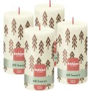 AAO 4 x Rustik-Kerze mit Druck 130/68mm ,Weiche Perle