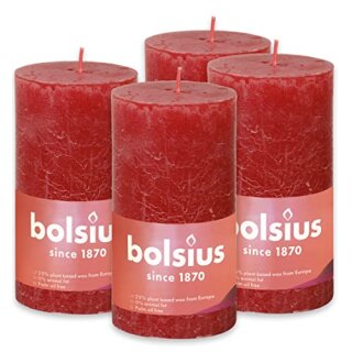 AAO 4 x Rustik-Kerze 130/68mm ,Zartes Rot