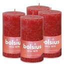 AAO 4 x Rustik-Kerze 130/68mm ,Zartes Rot