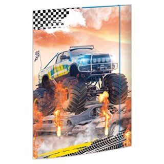 Monster Truck Gummizugverschluss, Einschlagklappen, bis DIN A3 32 x 43 cm
